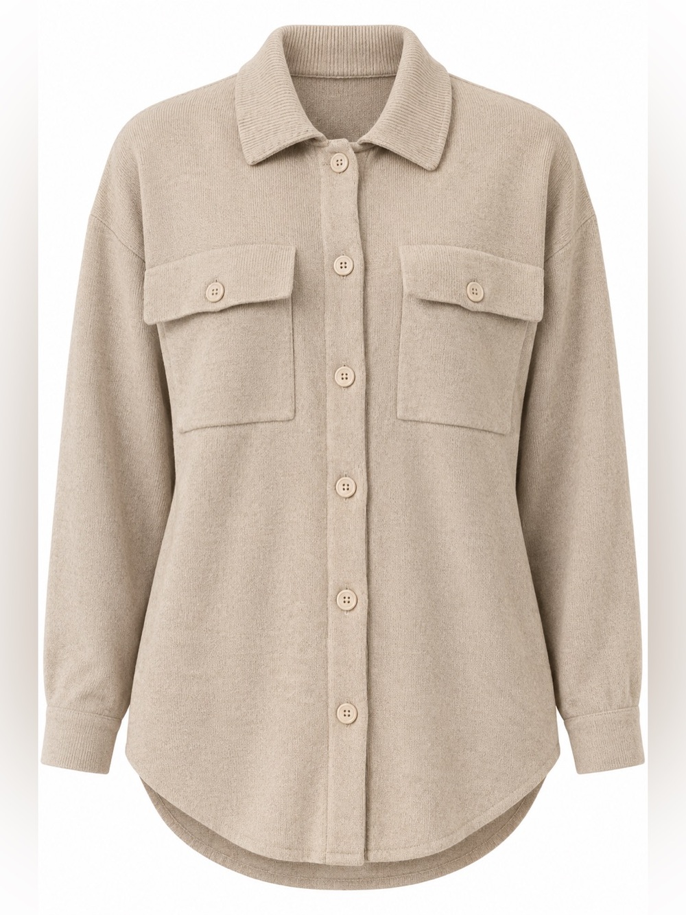 Twik by Simons Beige Knit Shacket Overshirt Size P